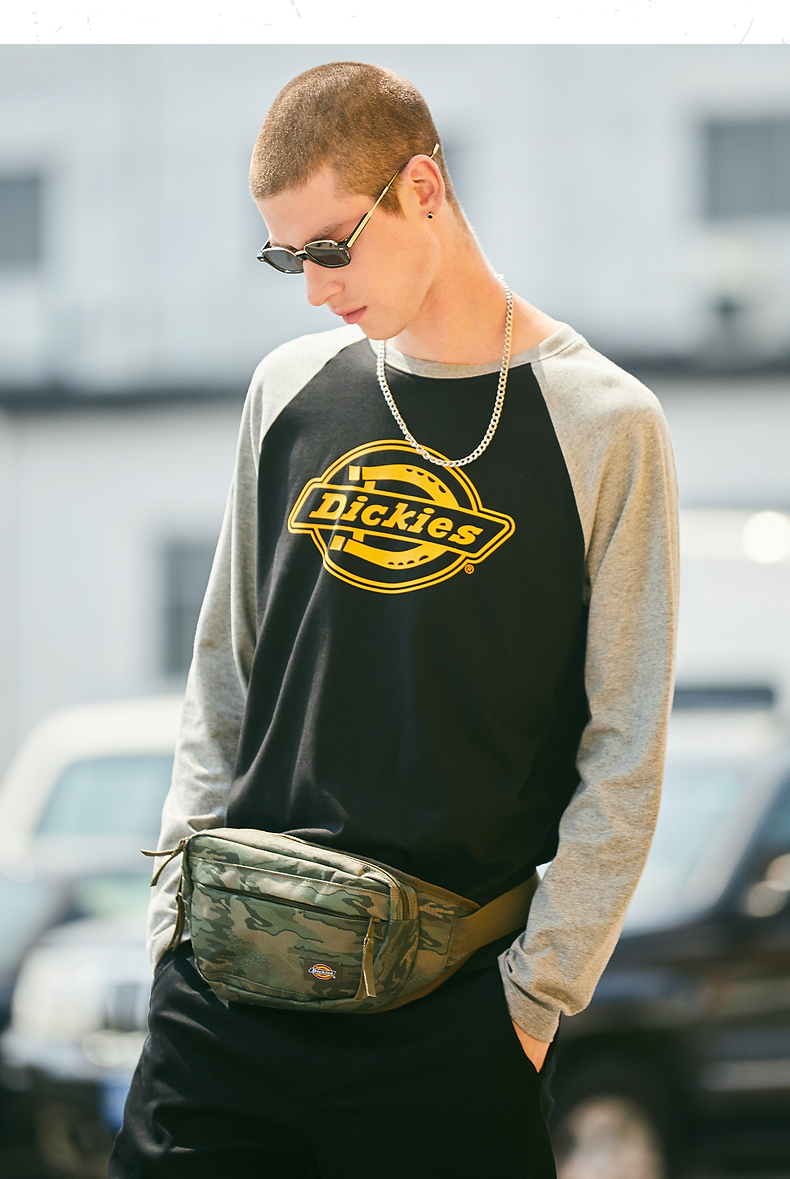 dickiest恤男迪凯斯官方logo印花撞色拼接插肩袖长袖t恤