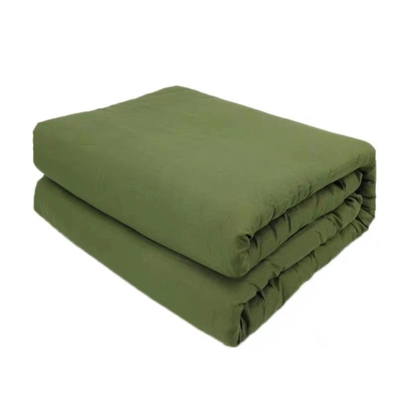 军绿色棉被子军训用学生宿舍工地单人棉被褥子纯棉15米被5斤包边被芯