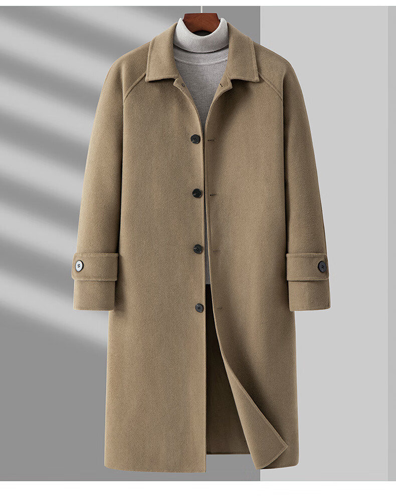 fiery chariot轻奢品牌双面羊毛呢大衣外套男秋冬季修身韩版中长款