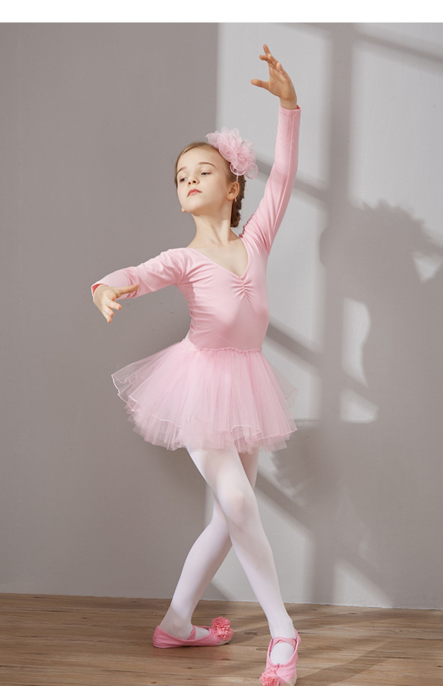 儿童舞蹈服装女童春秋长袖幼儿练功服中国舞跳芭蕾舞裙衣服 007短袖