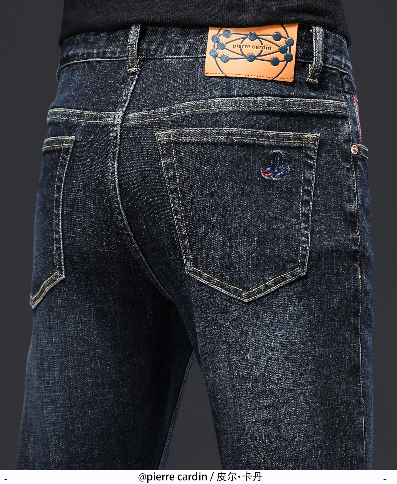 皮尔卡丹pierrecardin秋冬款男装牛仔裤中腰直筒休闲微弹潮流牛仔长裤