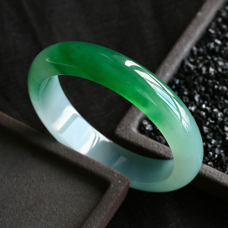 碧派缅甸翡翠玉手镯天然a货帝王绿冰种细圆条阳绿贵妃玉镯子女款52cm