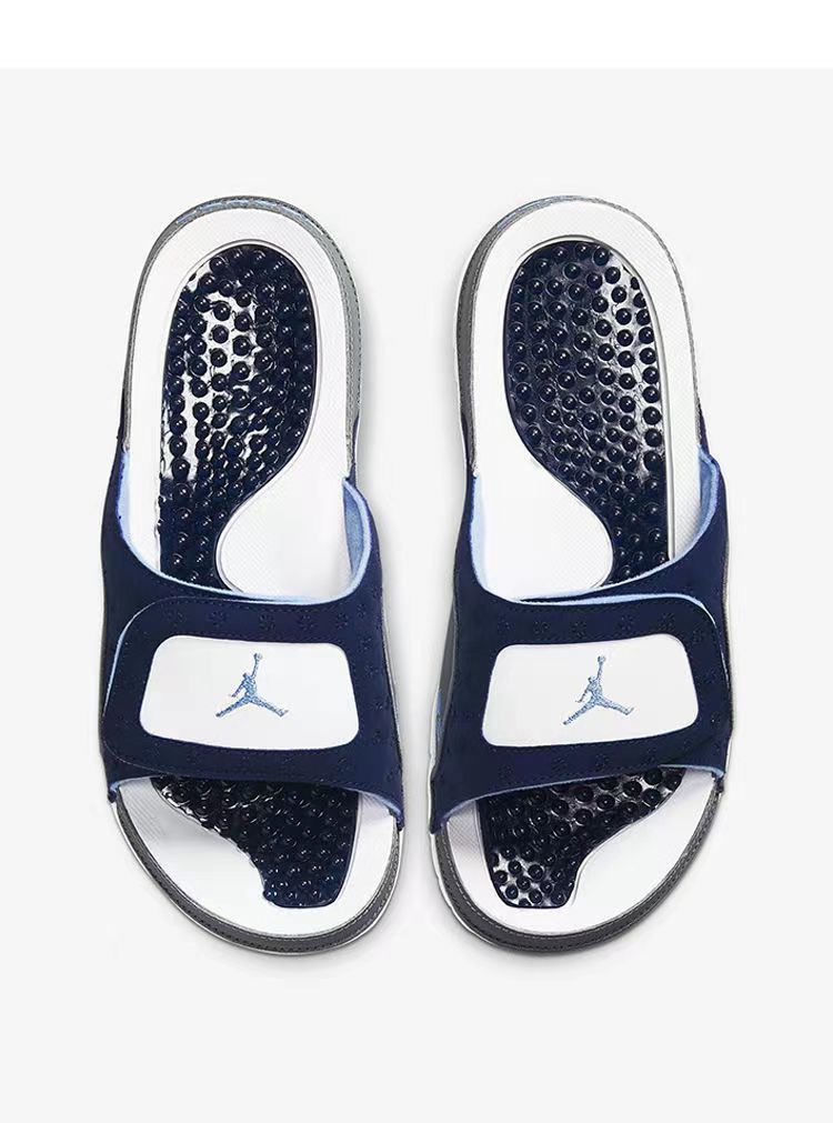 aj拖鞋夏季男情侣拖鞋魔术贴沙滩鞋外穿按摩防滑一字拖鞋aj13酷灰39