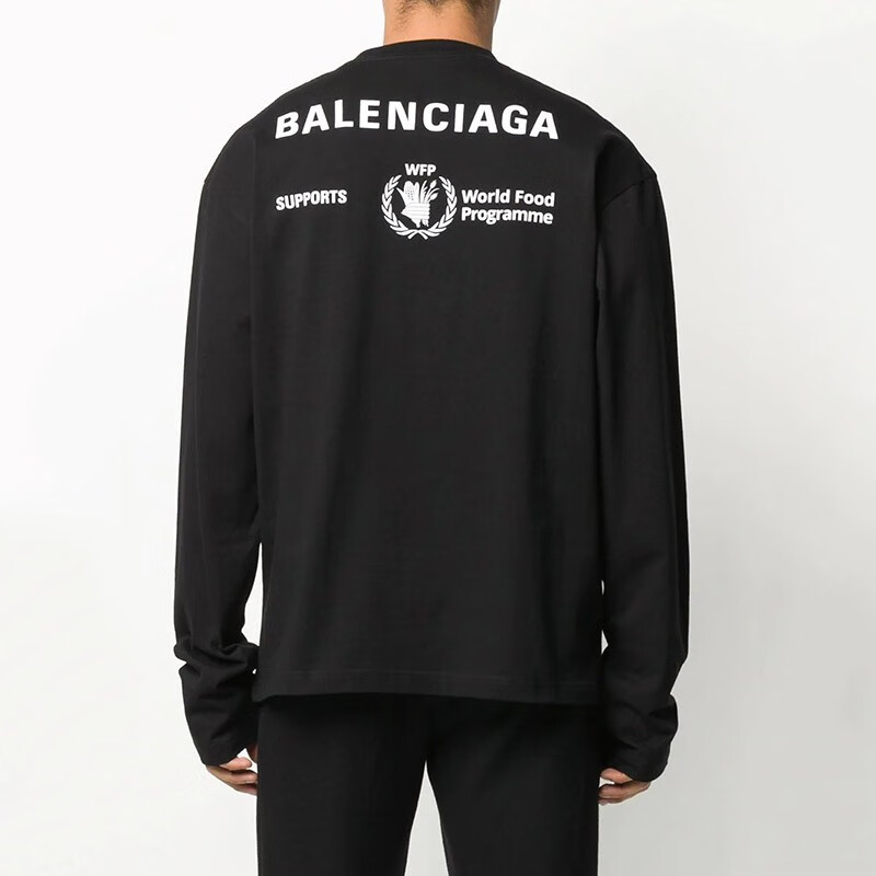 balenciaga巴黎世家奢侈品男装男士黑色印花卫衣春秋款圆领套头衫