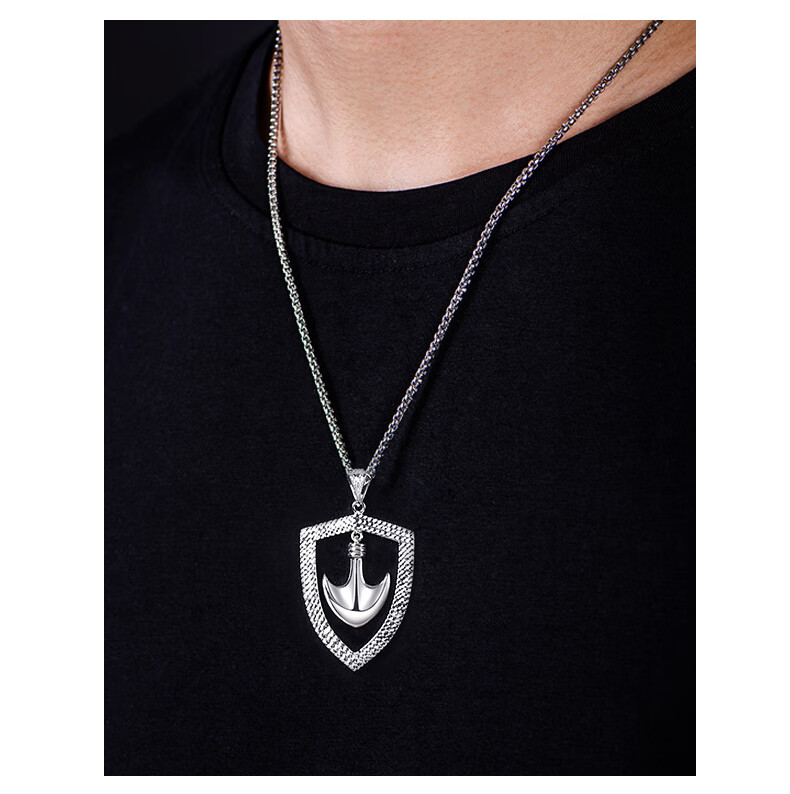 missjujupt950铂金吊坠男士白金挂坠大吊牌个性船锚项坠子挂件定制