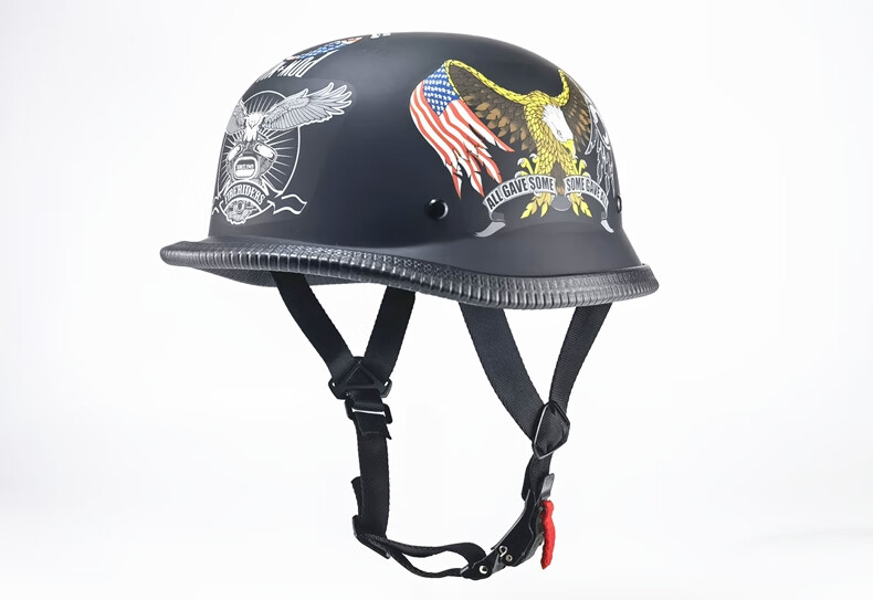 复古哈雷大兵头盔摩托车电动车头盔夏季半盔德式大兵太子巡航车四季瓢