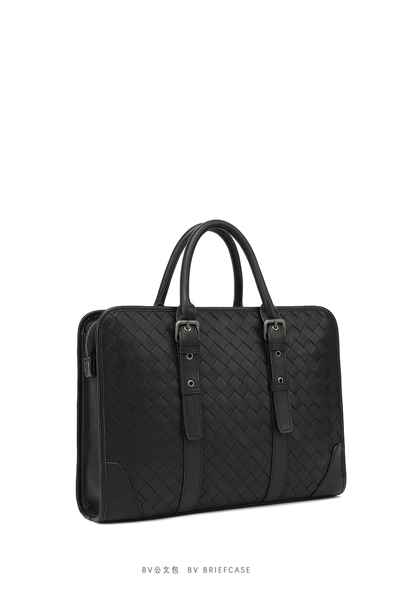barghvainbv公文包头层胎牛皮编织男包商务手提包斜挎包单肩电脑包