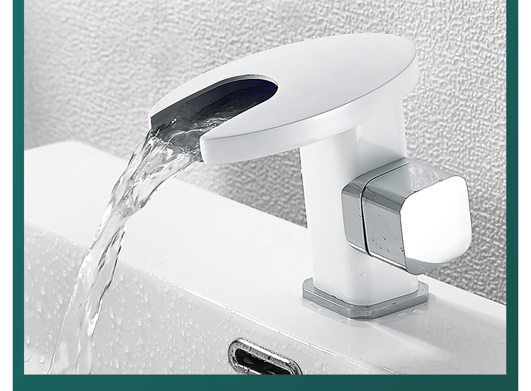 水龙头 水龙头面盆 黑色龙头卫生间台上盆水力发电变色瀑布水龙头