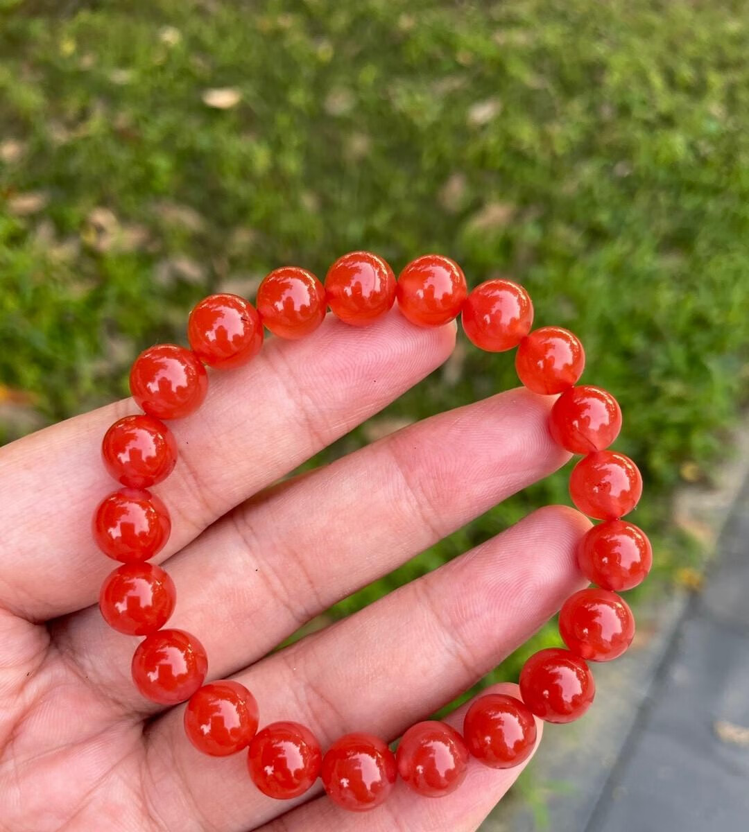 爱优美天然保山南红玛瑙杨柳料冰红手串圆珠冰种南红手链女款民族风