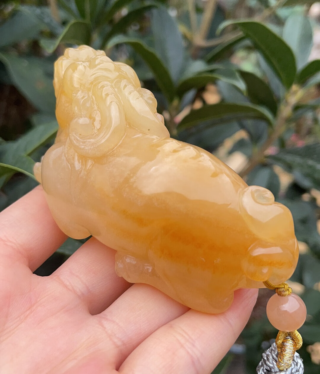 k&k宝钰云南黄龙玉小黑山冰种双角母貔貅古兽手玩摆件证书【图片 价格