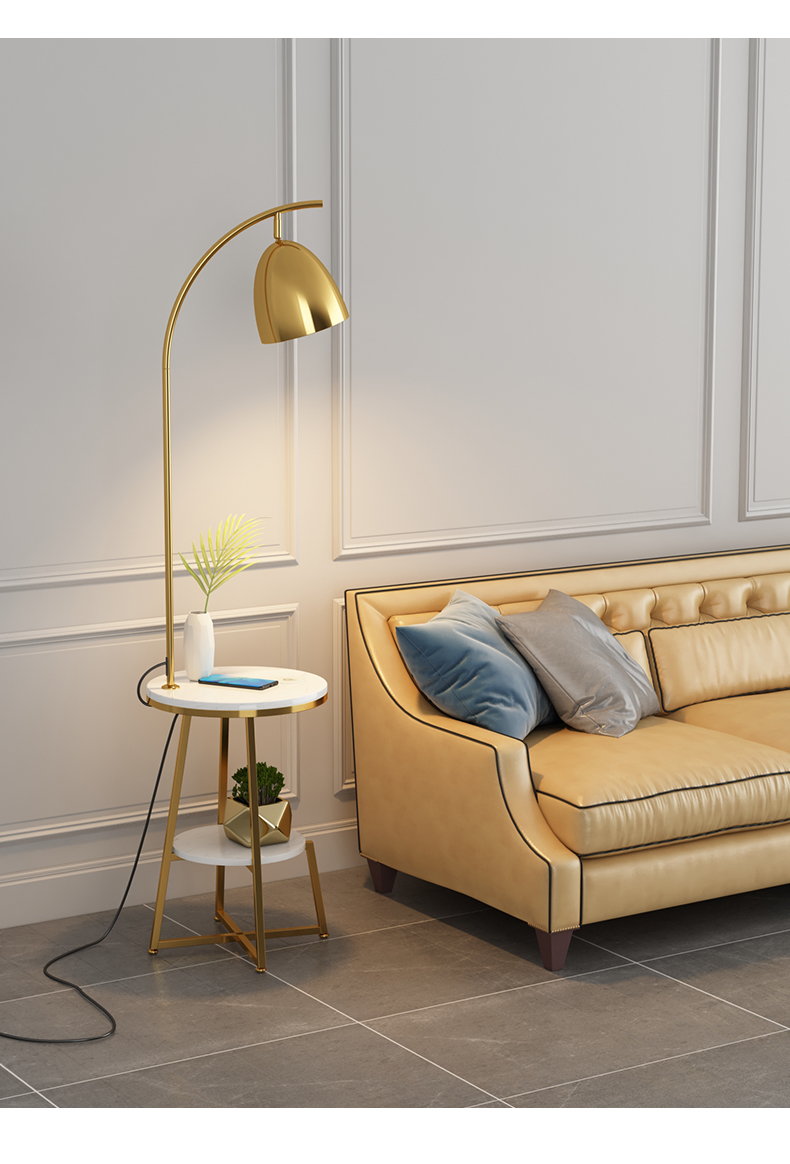 飞雄落地灯ins风客厅沙发边卧室床头北欧极简轻奢网红茶几立式灯金色
