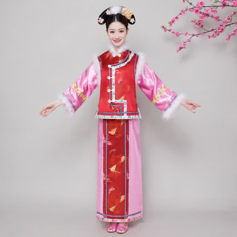 满族清朝还珠格格服装女古装成人公主宫旗袍大码服饰 粉色单独披风(加