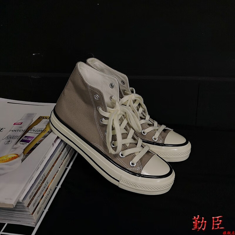 qculzzang鞋女2021新款学生情侣布鞋经典款百搭复古黑色高帮帆布鞋