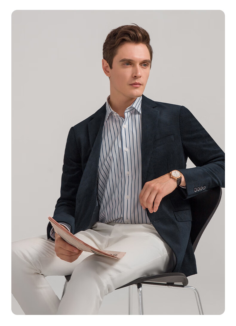 培罗蒙baromon西服男秋季新款西装外套上衣男修身灯芯绒西装男休闲