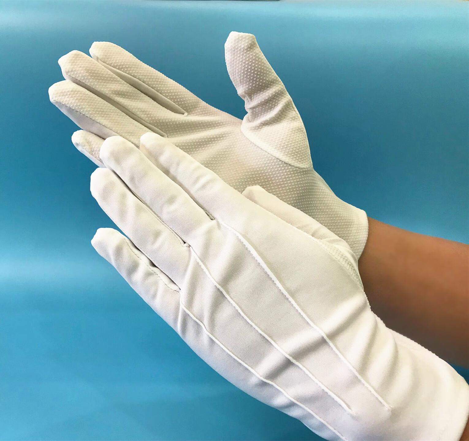 vieruodis 阅兵礼仪三筋白手套高级检阅手套驾驶安检执勤白色防滑触屏