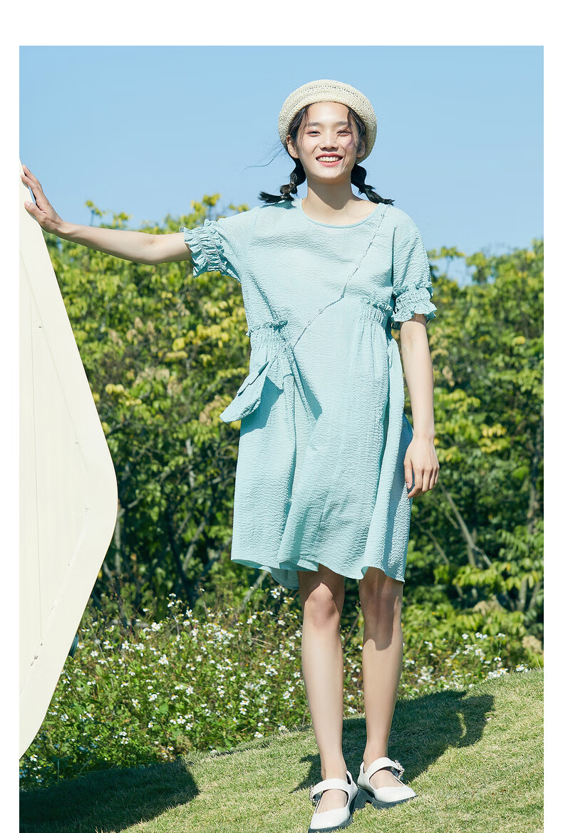 夏日午后花园紫涵2021年夏装新款女浪漫甜美宽松错位设计连衣裙白色s