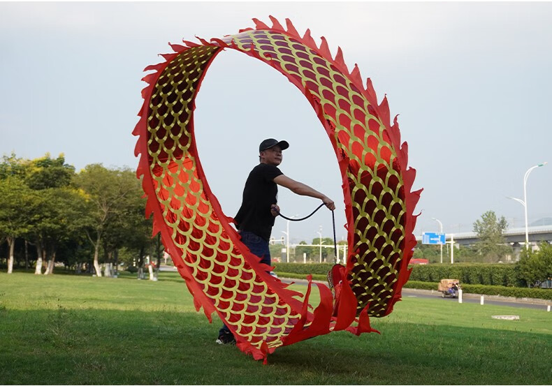 甩龙带龙头彩龙儿童舞龙彩带健身布龙道具耍龙中老年广场舞手龙舞儿童