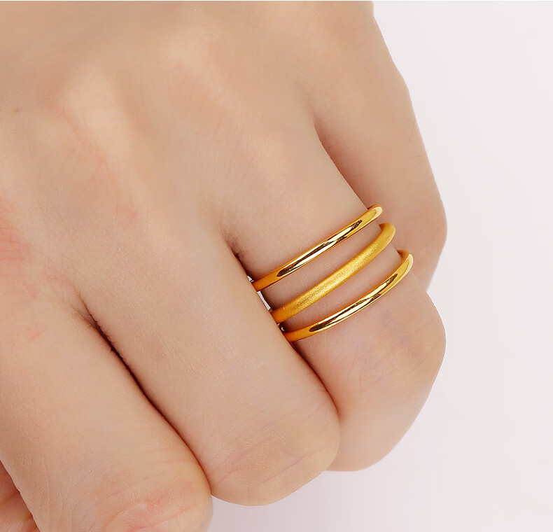 宝凤祥5g黄金戒指女三生三世素圈金戒指活口女戒足金999女款送女友