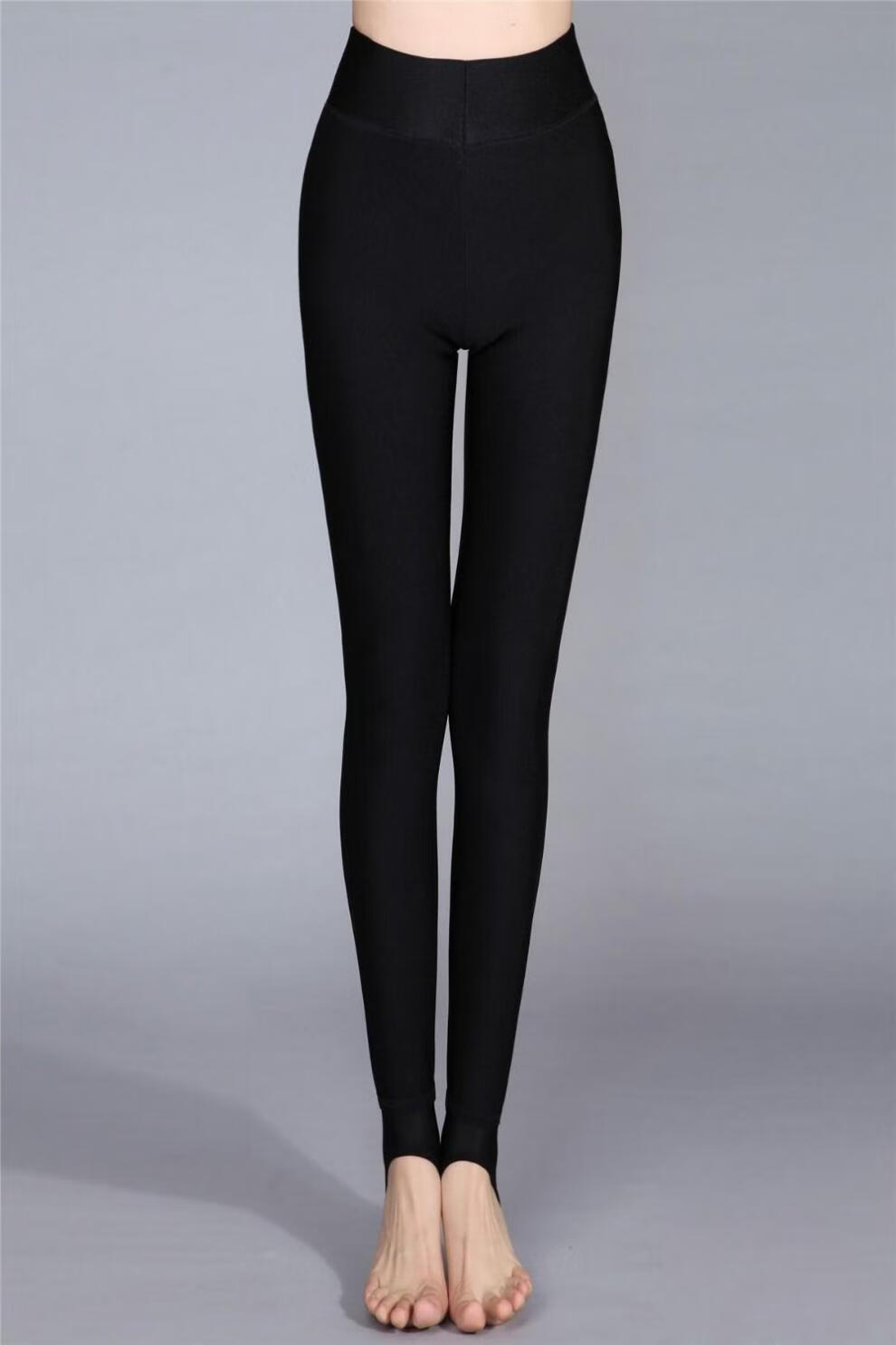 打底裤女光泽裤加绒加厚羊毛保暖裤女踩脚打底外穿高腰加码羊绒裤黑色