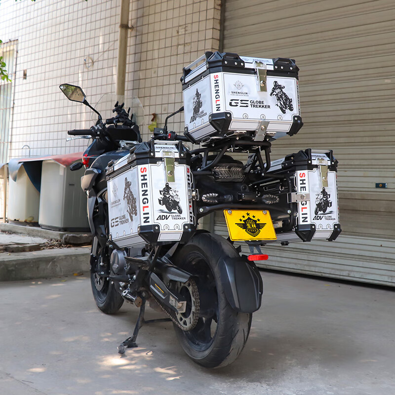 摩托车铝合金三箱适用于赛科龙rx6sr650专用边箱后备尾箱 x5-银色氧化