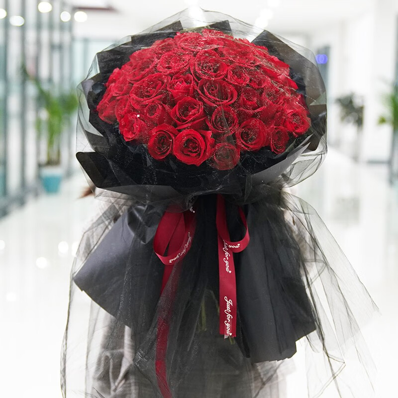 花她鲜花速递33朵红玫瑰花束礼盒送女友告白生日礼物全国同城配送上门