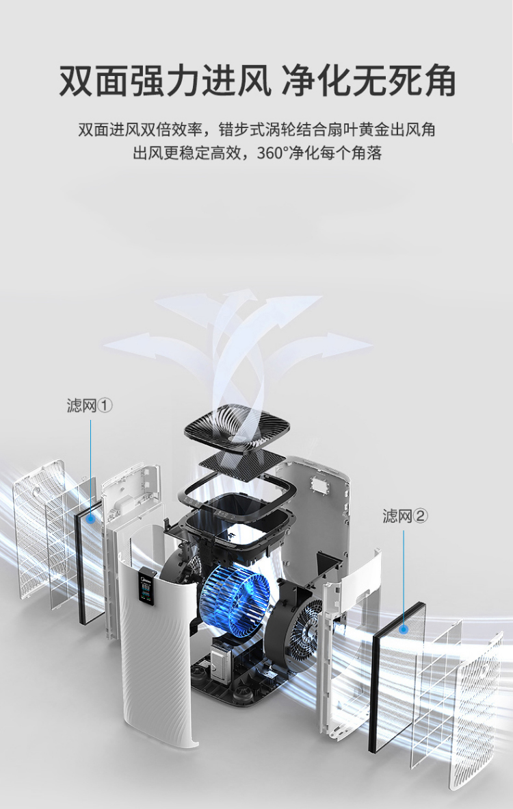 美的midea空气净化器智能家电除甲醛除雾霾除过敏原除菌家用卧室除