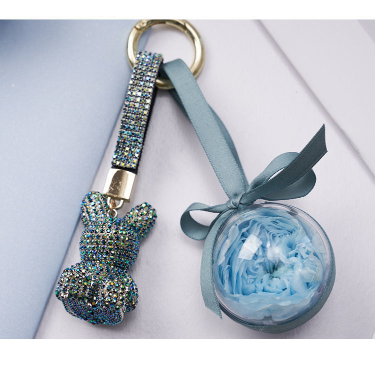 永生花钥匙扣挂件送女生钻石小熊钥匙扣挂饰闺蜜礼物女生可爱挂件包挂
