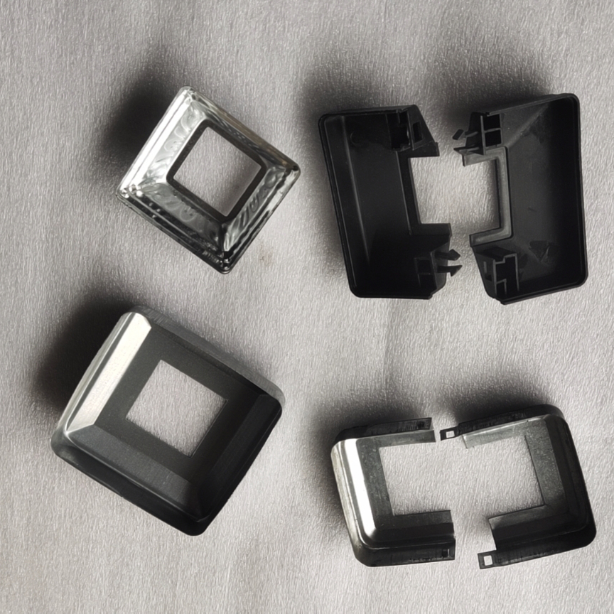 铁艺配件围栏脚盖分体盖塑料遮丑盖栏杆楼梯装饰盖方形扣盖锌钢 25花