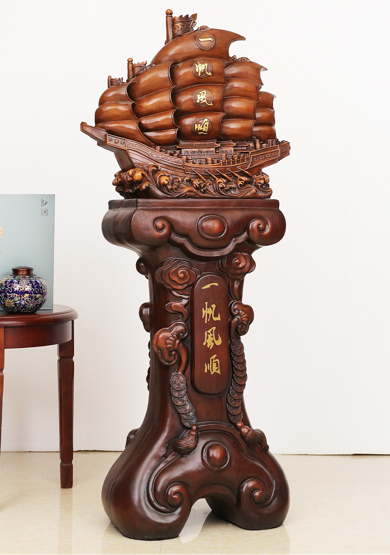 碧琉璃一帆风顺龙船帆船摆件大型落地公司乔迁开业礼品酒店别墅大堂