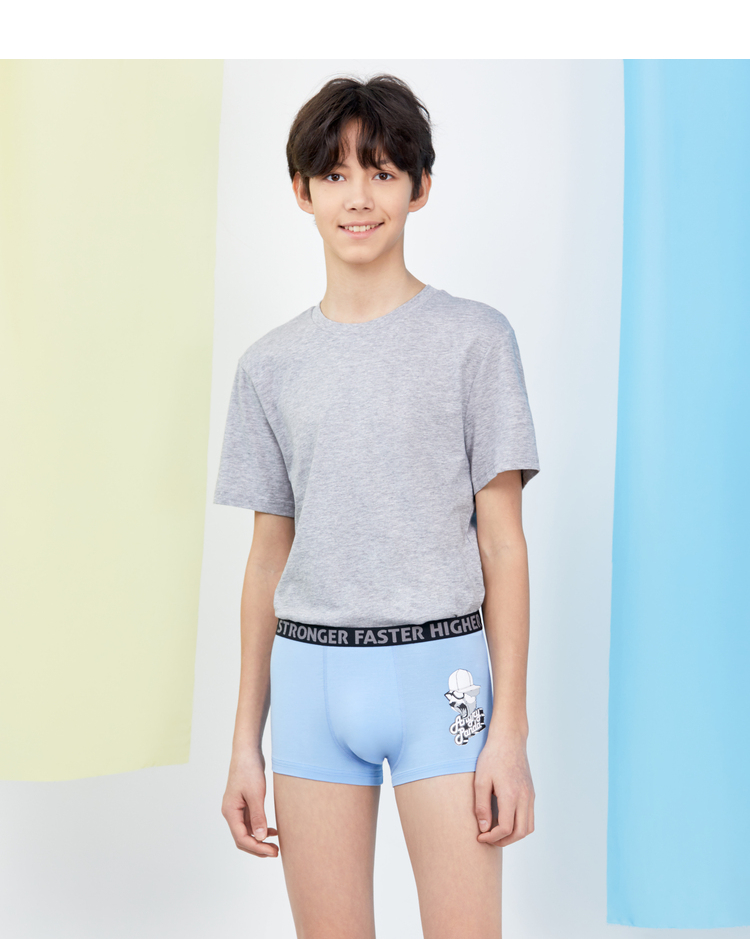 爱慕少年内裤男童莫代尔恐龙绅士中腰平角裤(两件包)j2233611 恐龙