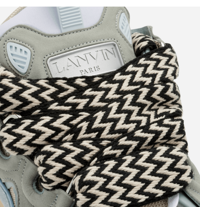 lanvin浪凡官方奢侈品女士皮质拼接复古curb运动鞋户外休闲鞋白色37