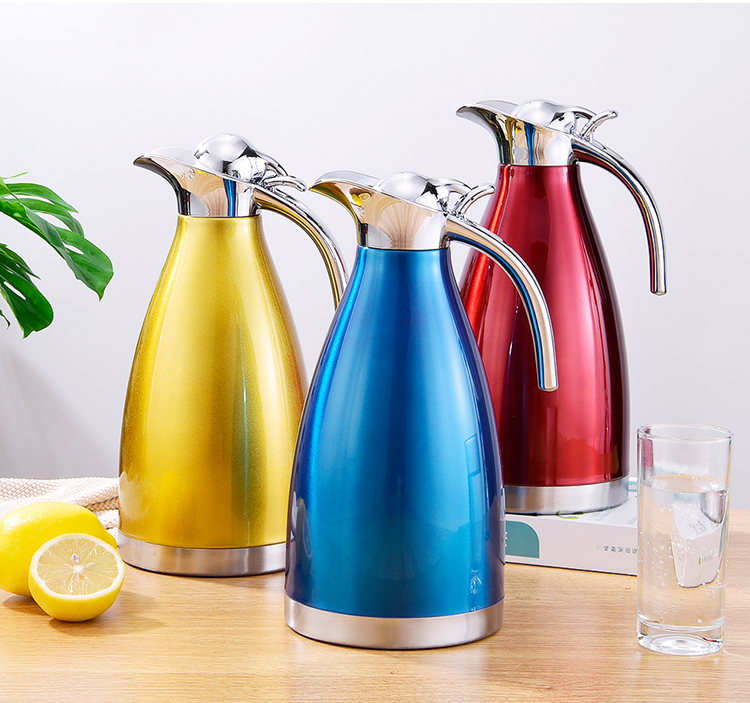 0l典雅生活保温水壶304不锈钢双层真空咖啡壶家居办公日常饮水壶 蓝色