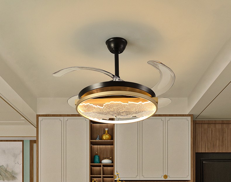 圣伦希尔新中式吊顶风扇灯客厅吊扇灯电扇吊灯带灯轻奢灯扇一体现代