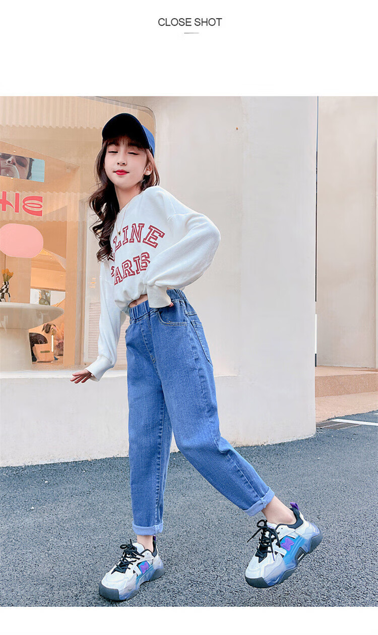 适合5-16岁女生穿的新款秋季裤子女童牛仔裤春秋装女孩长裤儿童中大童