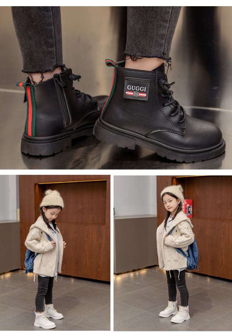 女童马丁靴2021新款大童秋冬季女孩加绒加厚英伦风儿童靴子雪地靴a850