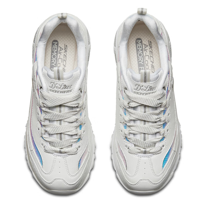 skechers斯凯奇女鞋轻质透气减震增高蝴蝶结丝带运动休闲鞋66666178