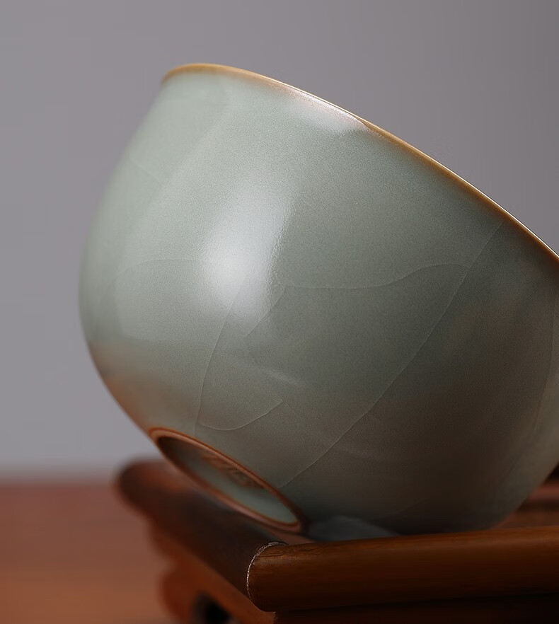 分寸汝窑茶杯主人杯开片可养品茗杯景德镇陶瓷单杯功夫茶具泡茶杯