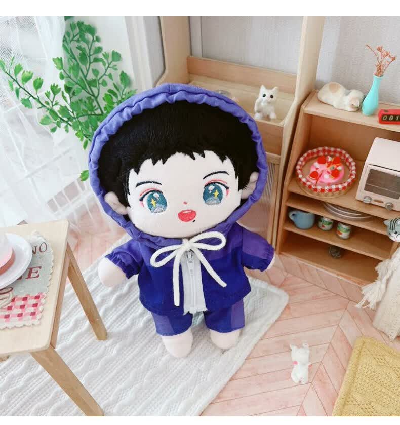 战明星娃娃人形公仔顾一野顾小野网红可爱人形棉花娃娃 寸头小野裸娃