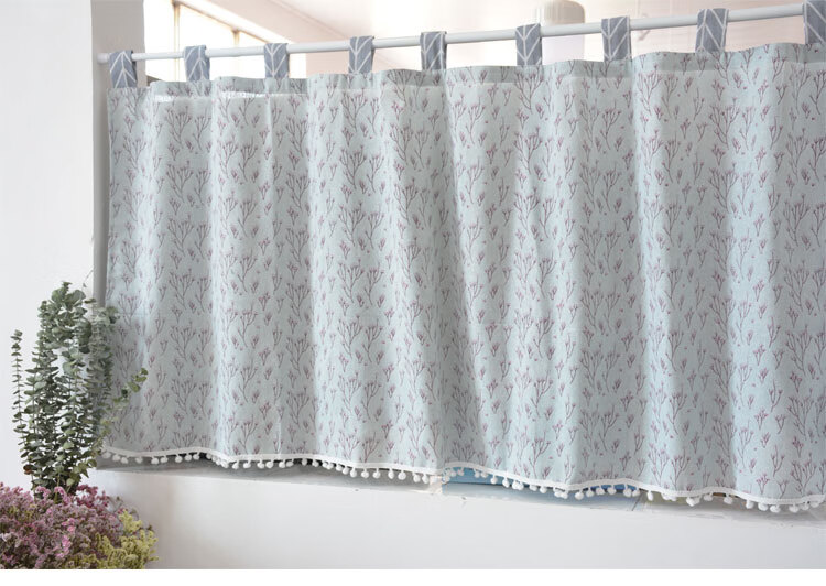 厨柜遮丑布棉麻小窗帘短窗卧室小清新半遮光定制厨柜门帘柜遮丑布帘不