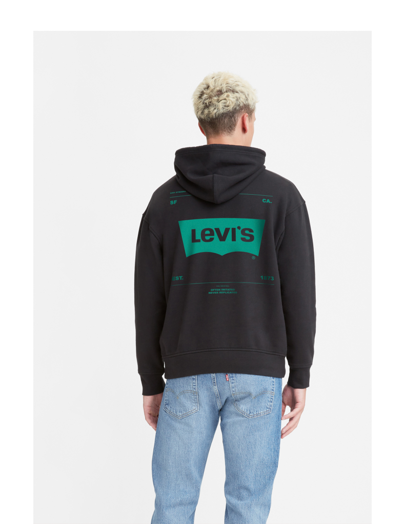 levis李维斯新款男士黑色连帽抽绳时尚卫衣384790061黑色l