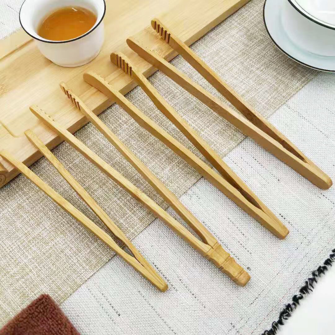 小竹茶夹茶道配件功夫茶具镊子取茶叶夹子 六君子茶杯茶夹子 竹制 带