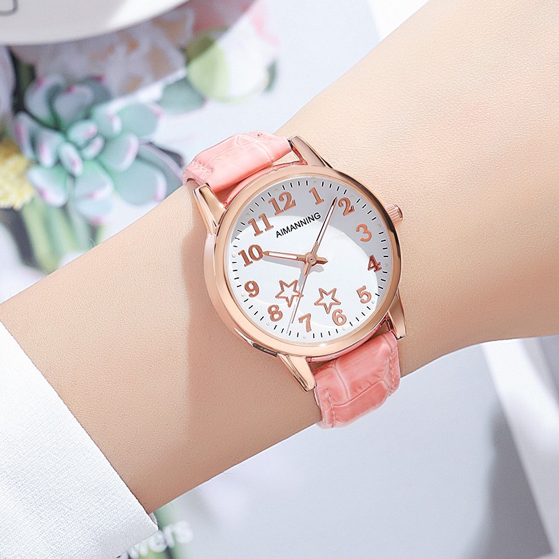 表初中高中女生防水夜光运动数字表盘手表少女ins网红风独角兽石英表