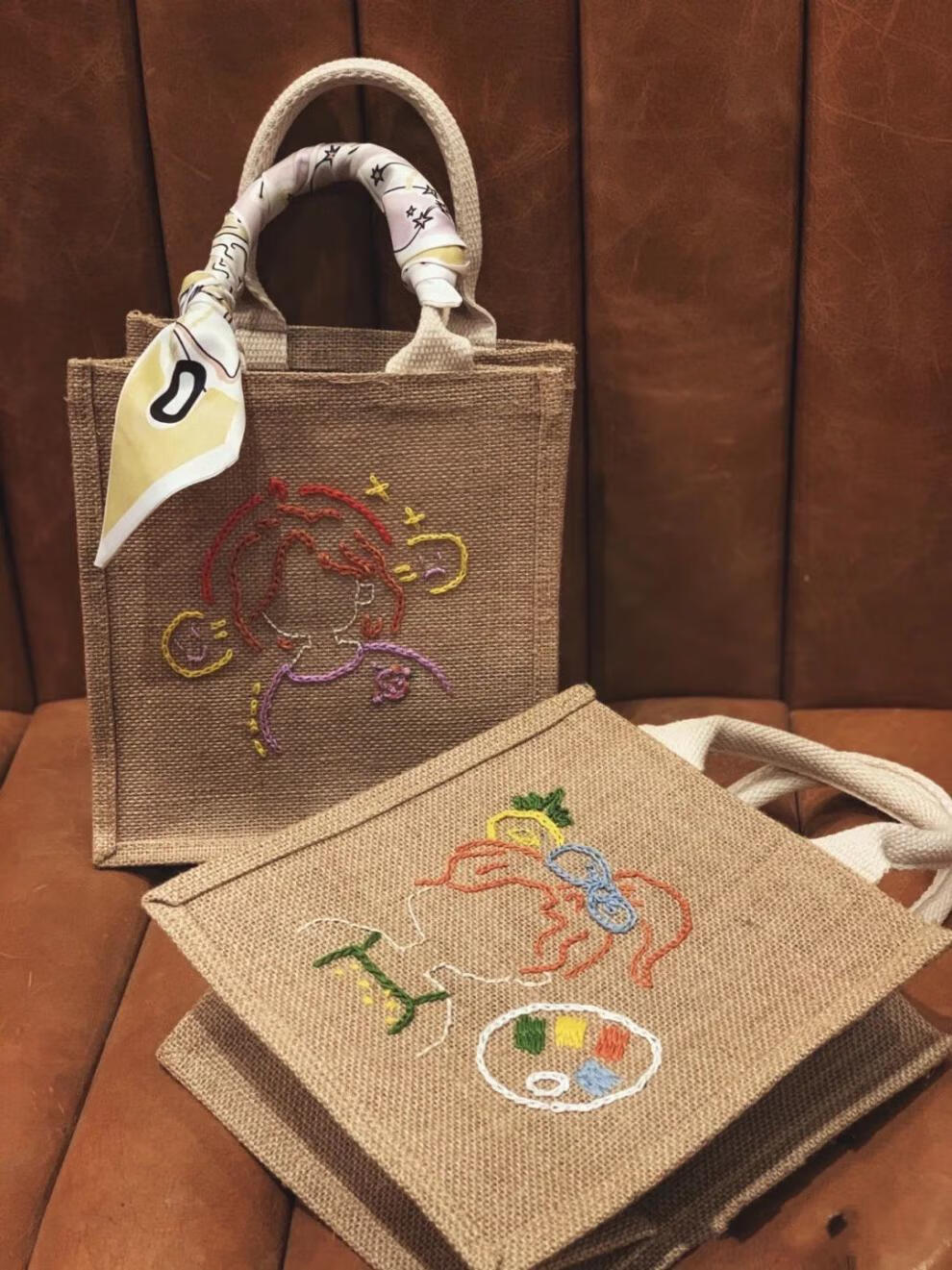 现货直发同款小红书diy日系黄麻袋麻布包麻袋包手提袋环保购物北极象