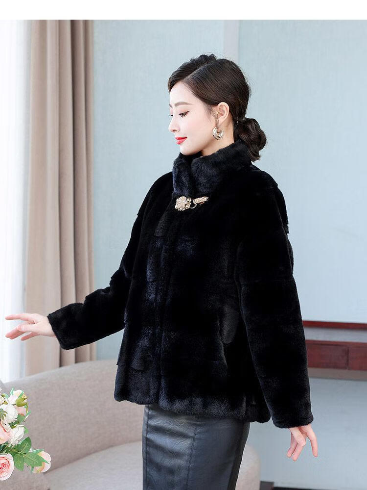 雅鹿雅鹿仿皮草水貂绒2021冬季新款外衣皮毛一体仿丹麦貂绒皮草大衣女