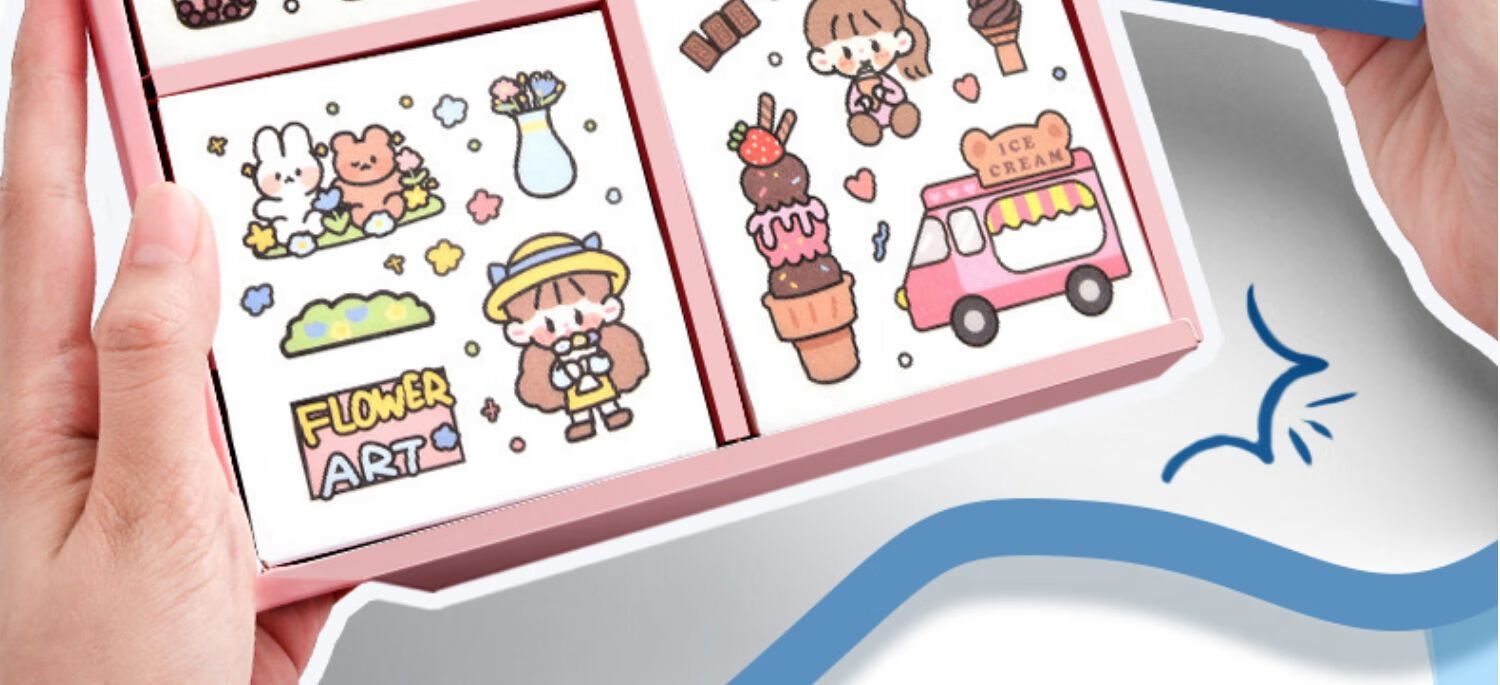 防水可爱手账贴纸套装pet贴画手帐本儿童女孩少女心ins风磨砂防水款