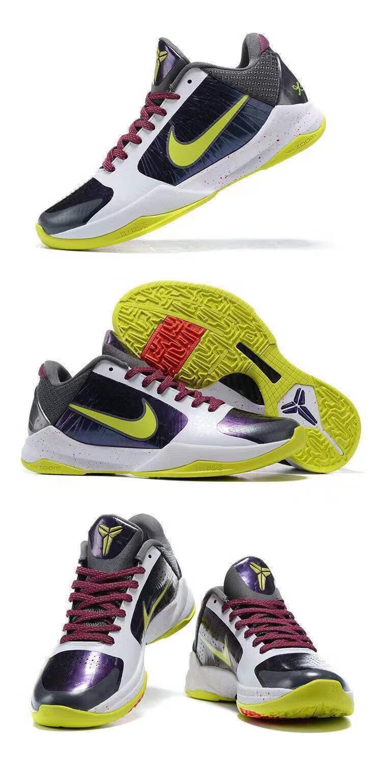 纪觅新款科比5代篮球鞋kobe5鸳鸯黑白李小龙黑黄李小龙气垫耐磨实战