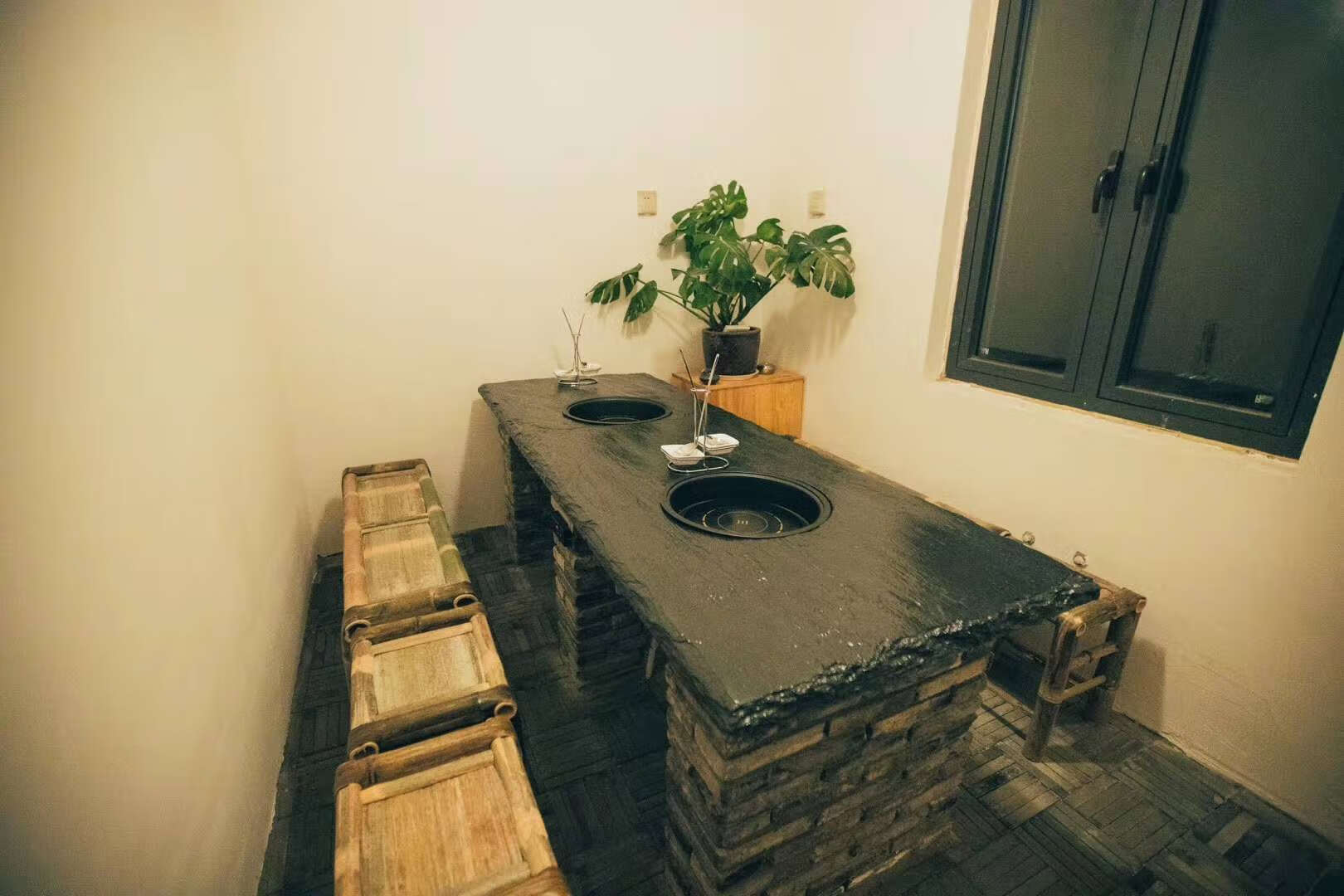 适用于天然青石板黑色板岩石板桌面仿古桌台面茶几青石火锅桌面户外