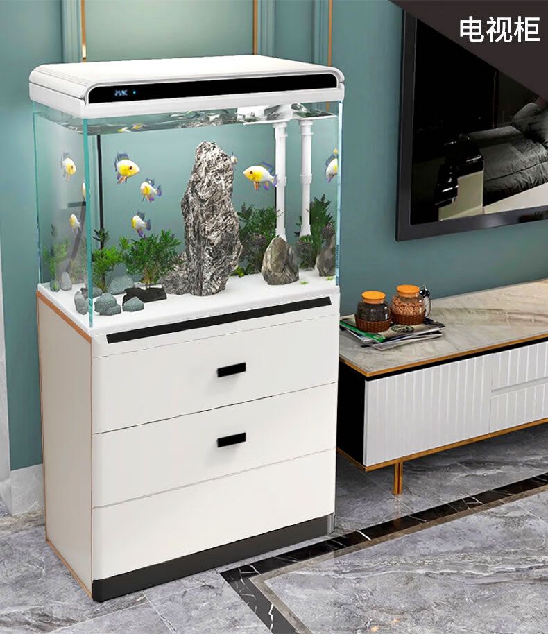 森森超白玻璃免换水生态鱼缸中型水族箱客厅落地金鱼缸底柜一体柜hec