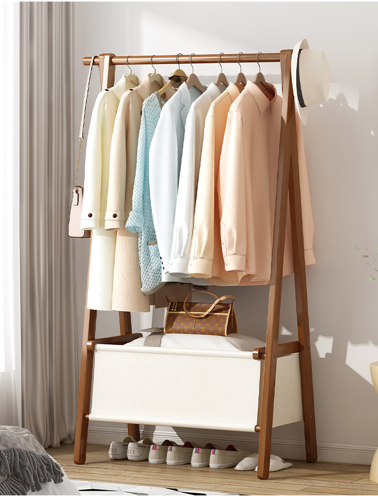 永爵衣帽架落地卧室衣帽架挂衣架简易可折叠衣服架子家用加宽多功能