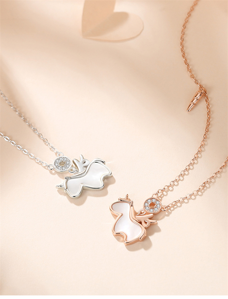 century kindle独角兽白贝母女士项链女银饰高端锁骨链小众轻奢简约